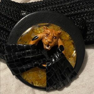 Black and Gold Lion Buckle Belt